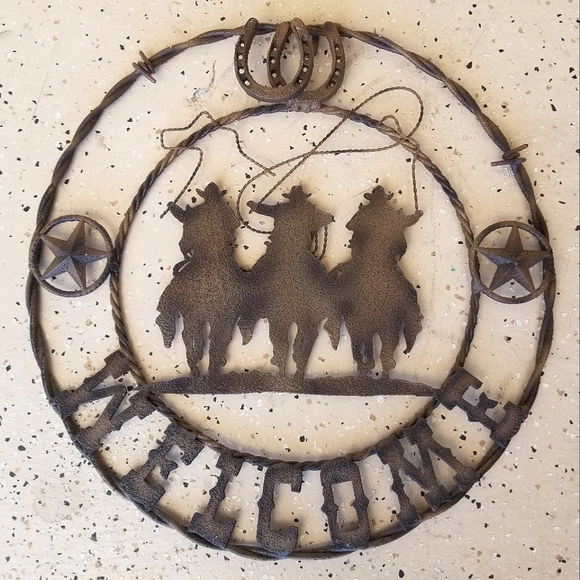 Lazart Wall Decor Western Rustic Metal Sign Cowboys Horses